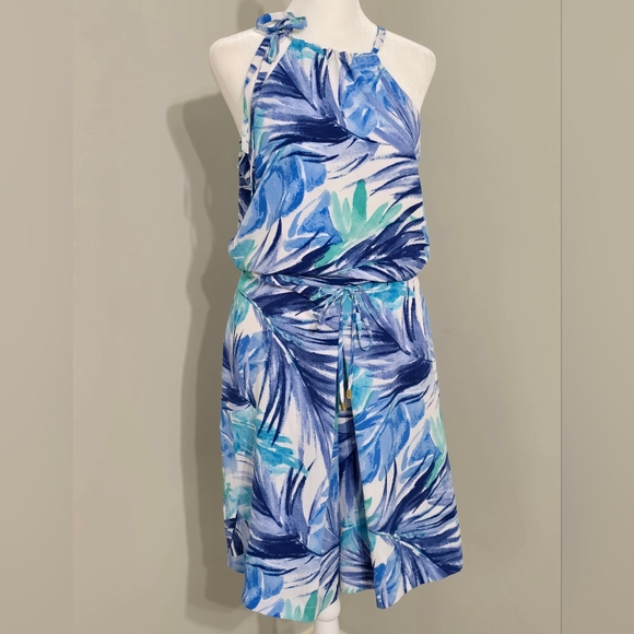 Lauren Ralph Lauren Beach Palm Tree Tie Waist Romper Women's Size 4 - Picture 2 of 10